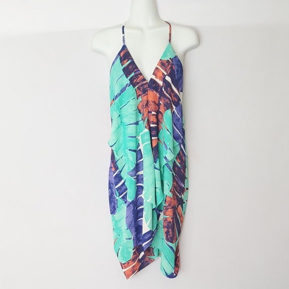 Olivaceous Dresses & Skirts - Olivaceous Tropical Palm Print Toga Back Dress